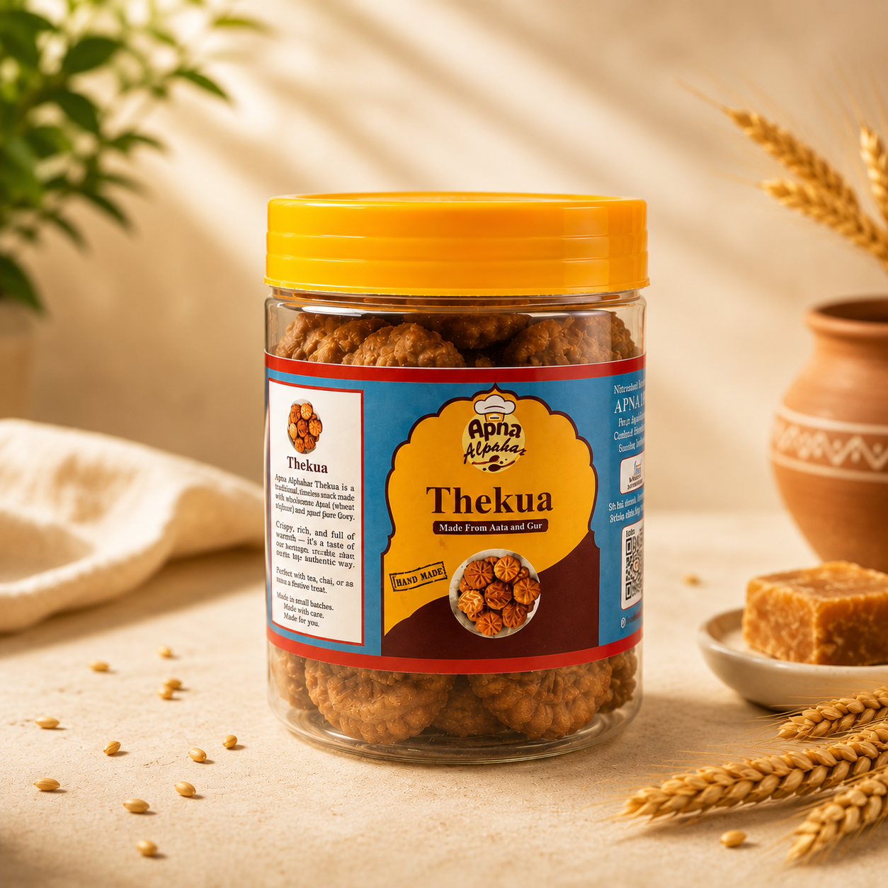 Apna Alpahar Desi Ghee Dry Fruit Thekua - Homemade, Atta (Wheat Flour), 400g